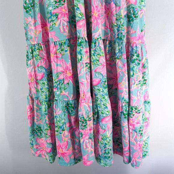 Lilly Pulitzer Kawai Dress Floral V-Neck Tiered Cotton Small - Picture 5 of 6